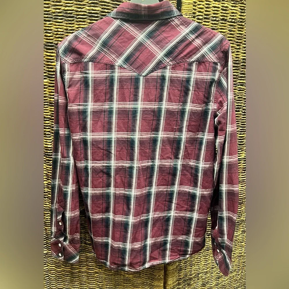 True Religion Red and White Plaid Shirt- L/S Western, Medihm‎